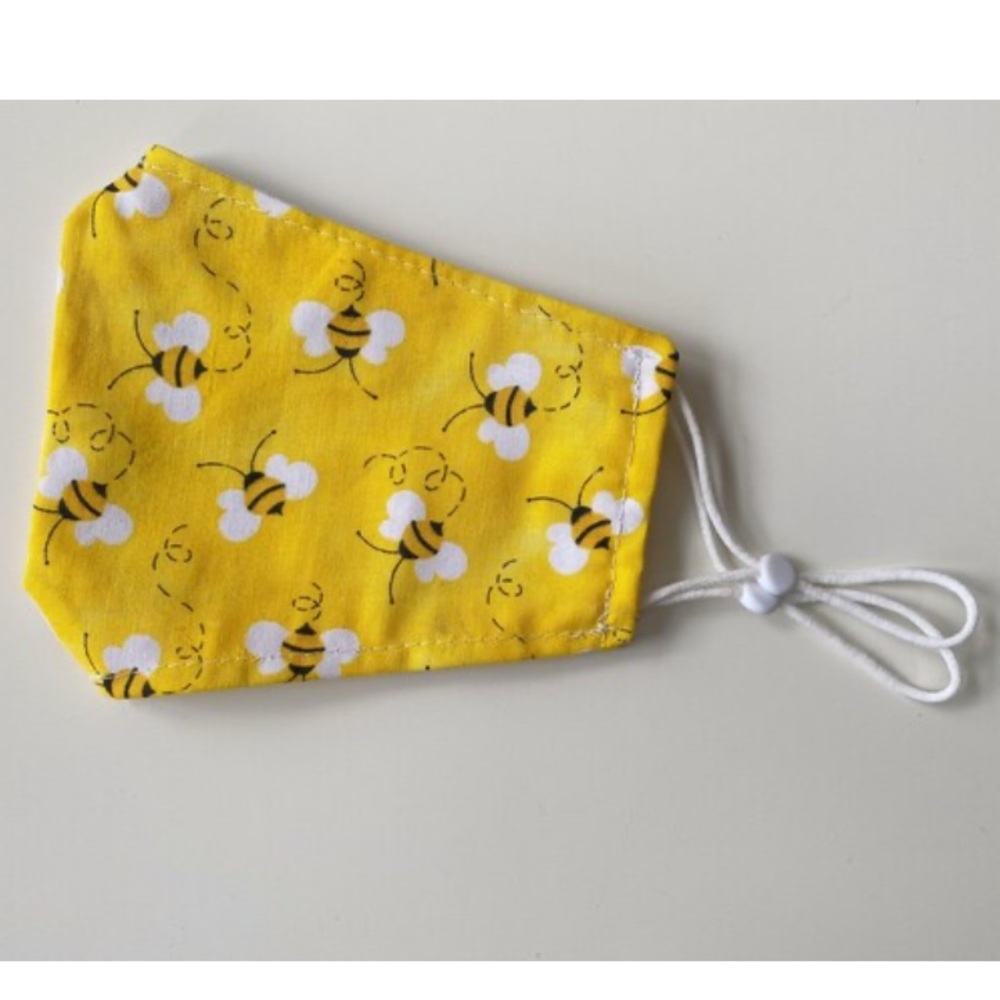Bumble bee face mask with adjustable straps in 3 sizes
